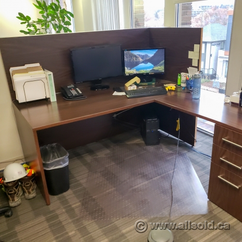 Espresso Gallery Cubicle Workstation LSuite Desks w/ Walls Allsold